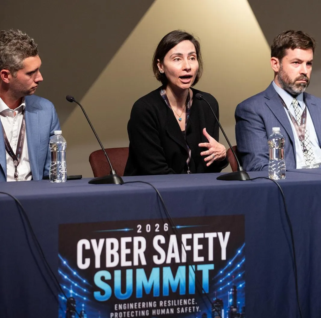 Photo: Steven Schwartz of FireTower Risk Solutions, Sezaneh Seymour of Coalition and Nicholas Leiserson of the Institute for Security and Technology.